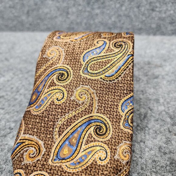 Robert Talbott Brown Gold Parisian Silk Necktie Designer Multicolor Paisley - Picture 3 of 9